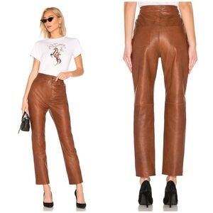LPA Leather Straight Leg Pants in Brown Size M